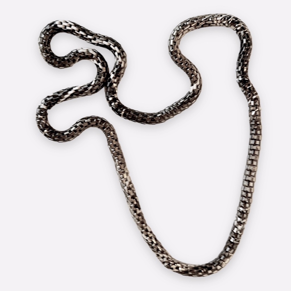 Vintage Mesh Box Link Serpentine Necklace 17" Drop Length